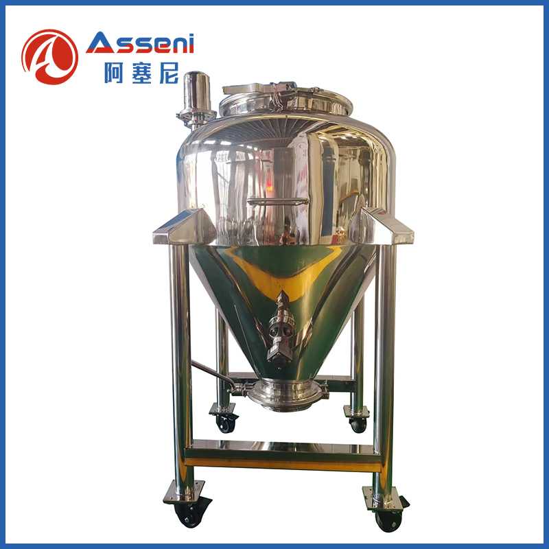 300L不銹鋼移動粉體罐周轉料倉料斗藥化罐-無錫阿塞尼科技有限公司